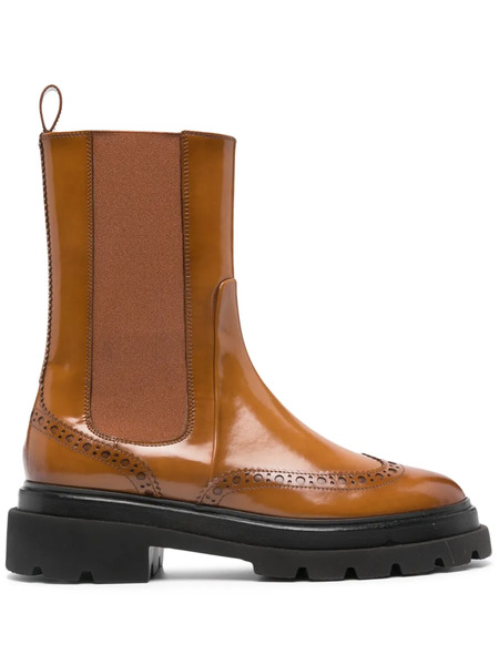  Santoni Leather Chelsea Boots - Brown 