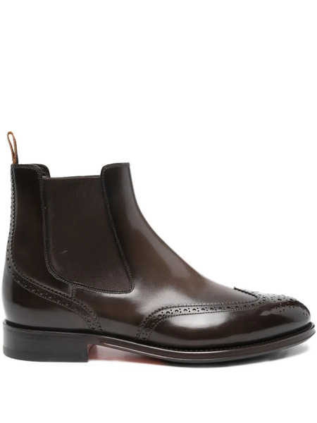  Santoni Leather Chelsea Boots - Brown 