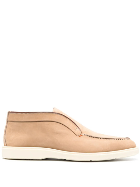  Santoni Leather Slip-on Boots - Neutrals 