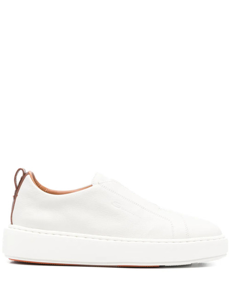  Santoni Leather Slip-on Sneakers - Grey 