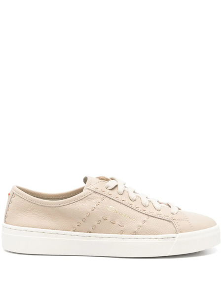  Santoni Leather Sneakers - Neutrals 