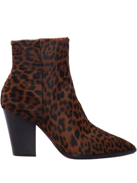  Santoni Leopard-print Block-heel Ankle Boots - Brown 