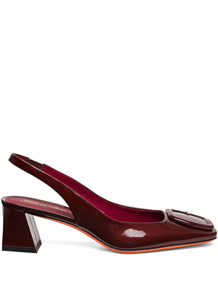  Santoni 50mm Buckle Patent Leather Pumps - Red 