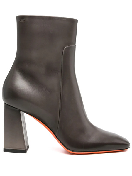  Santoni 90mm Leather Ankle Boots - Grey 