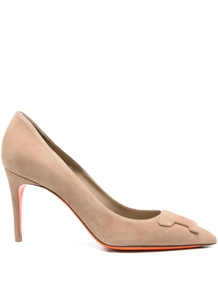  Santoni 85mm Suede Stiletto Pumps - Brown 