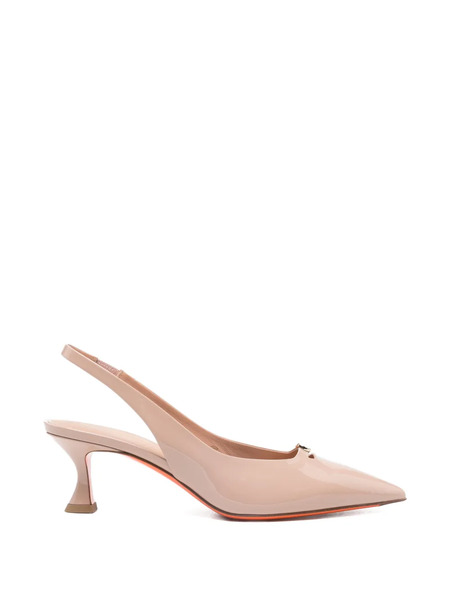  Santoni Point-toe Slingback Pumps - Neutrals 