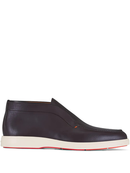  Santoni Slip-on Leather Boots - Brown 