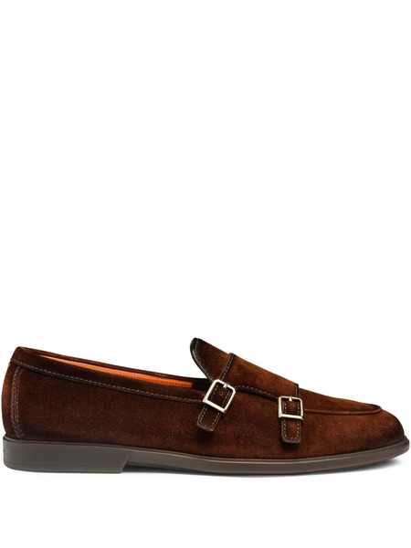  Santoni Suede Monk Shoes - Brown 