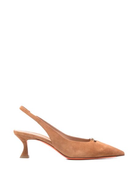  Santoni Suede Slingback Pumps - Neutrals 