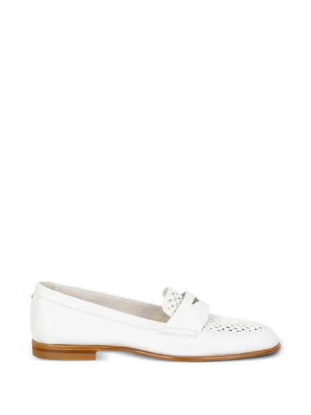  Santoni White Loafers 