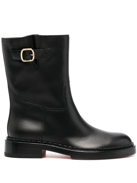  Santoni Zip-up Leather Ankle Boots - Black 