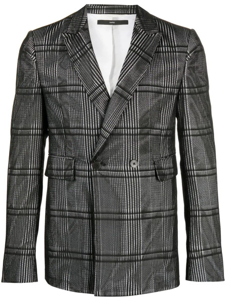  Sapio Plaid-check Print Cotton Blazer - Black 