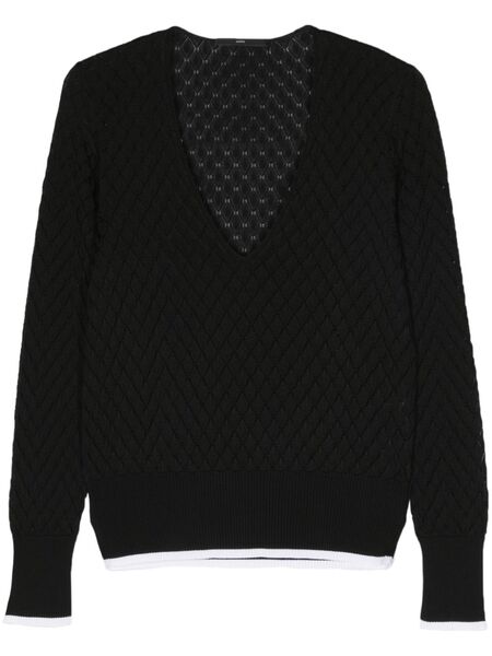  Sapio V-neck Open Knit Jumper - Black 