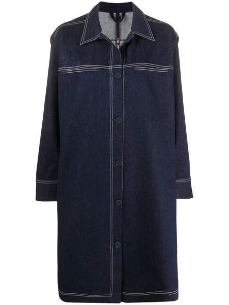  Sara Lanzi Single-breasted Denim Coat - Blue 