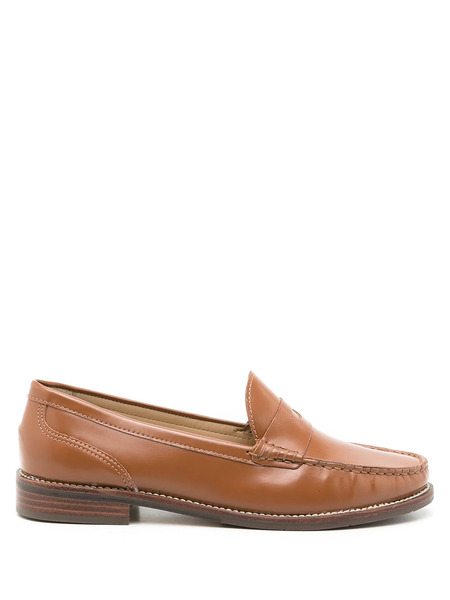 Sarah Chofakian Brighton Mocassin Leather Slippers - Brown 
