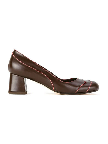  Sarah Chofakian Contrast Piped Pumps - Brown 