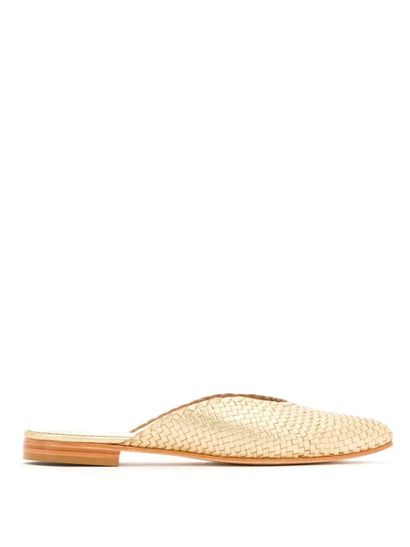  Sarah Chofakian Leather Flat Mules - Metallic 
