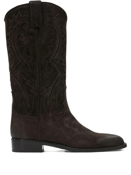  Sartore Embroidered Suede Boots - Brown 