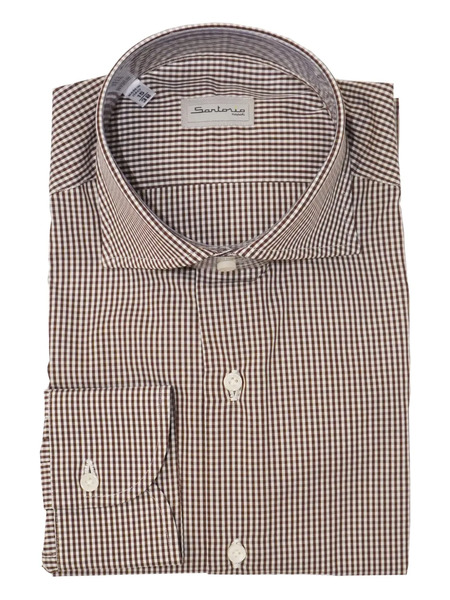  Sartorio Napoli Checked-pattern Cotton Shirt - Brown 