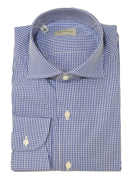  Sartorio Napoli Gingham-check Cotton Shirt - Blue 
