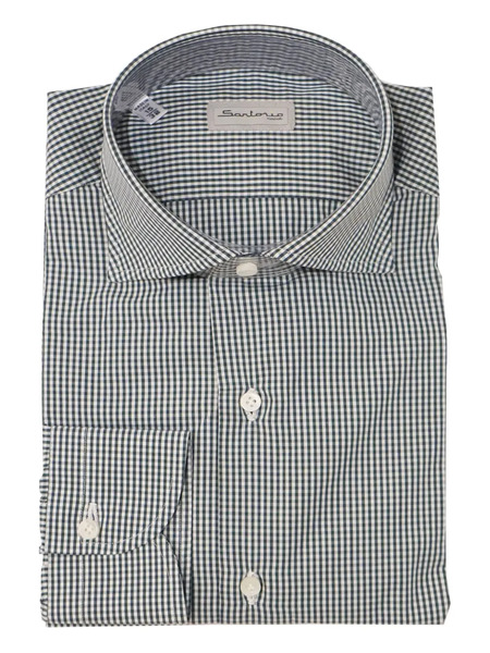  Sartorio Napoli Gingham Cotton Shirt - Green 