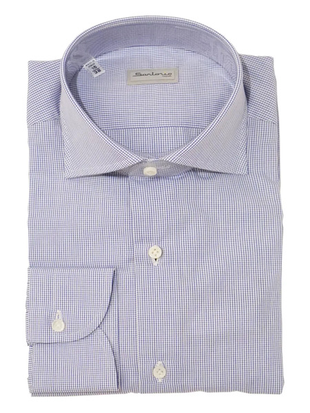  Sartorio Napoli Micro-check Cotton Shirt - Blue 