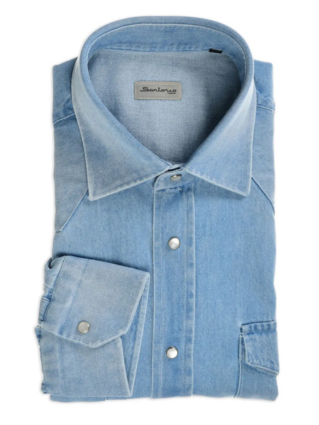  Sartorio Napoli Snap-button Denim Shirt - Blue 