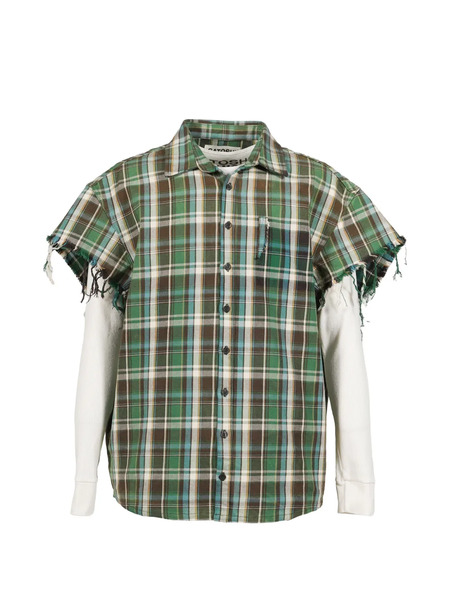  Satoshi Nakamoto Bender Plaid Frayed Shirt - Green 