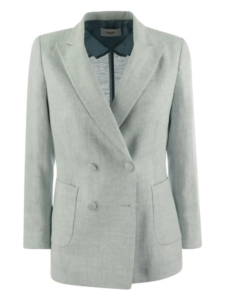  Saulina Double-breasted Assunta Linen Jacket - Grey 