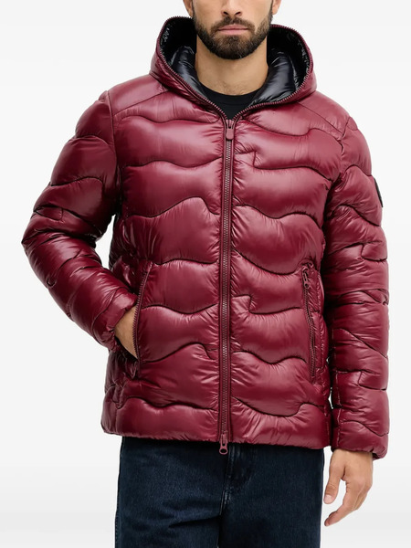  Save The Duck Hooded Wavy Quilted Jacket - Red 