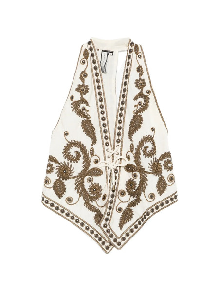  Scarlett Poppies Taylen Beaded-embellished Top - Neutrals 