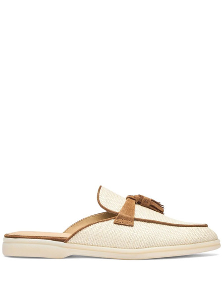  Scarosso Lucrezia Tassel Raffia Mules - Neutrals 
