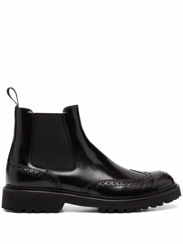 Scarosso Slip-on Leather Brogue Boots - Brown 