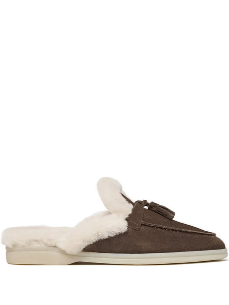  Scarosso Tassel-embellished Suede Mules - Brown 