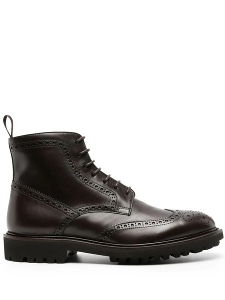  Scarosso Thomas Perforated-detailing Leather Boots - Black 