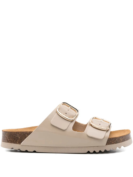  Scholl Double-buckle Leather Sandals - Neutrals 