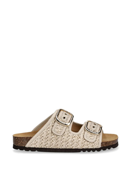  Scholl Woven Buckle Strap Slides - Neutrals 
