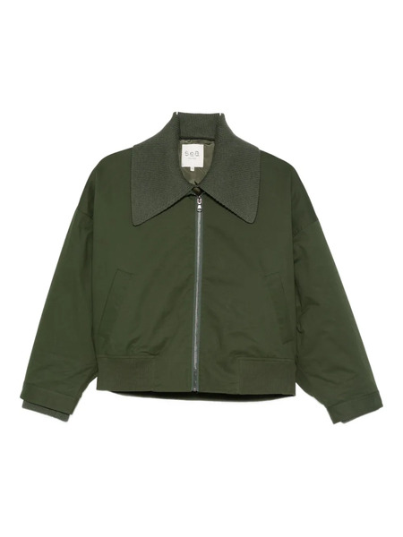  Sea Point-collar Bomber Jacket - Green 