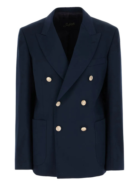  Seafarer Double-breasted Gold-button Jacket - Blue 