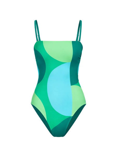  Seafolly Patterned Bandeau Swimsuit - Green 