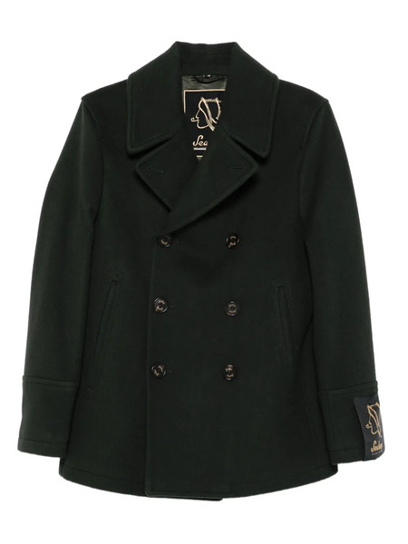  Sealup Buttoned Double-breasted Peacoat - Green 