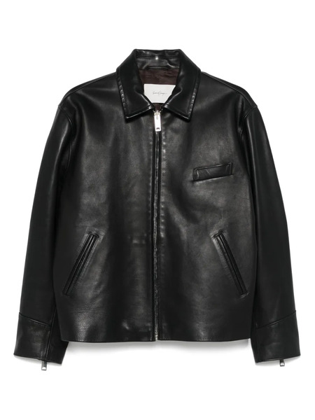  Second/layer Leather Bomber Jacket - Black 