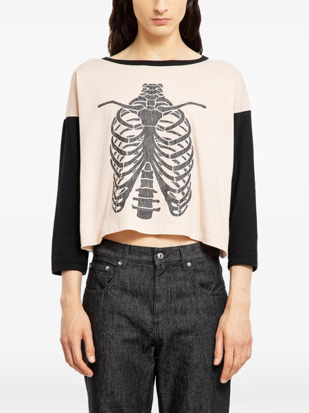  Second/layer Ribcage-motif T-shirt - Neutrals 
