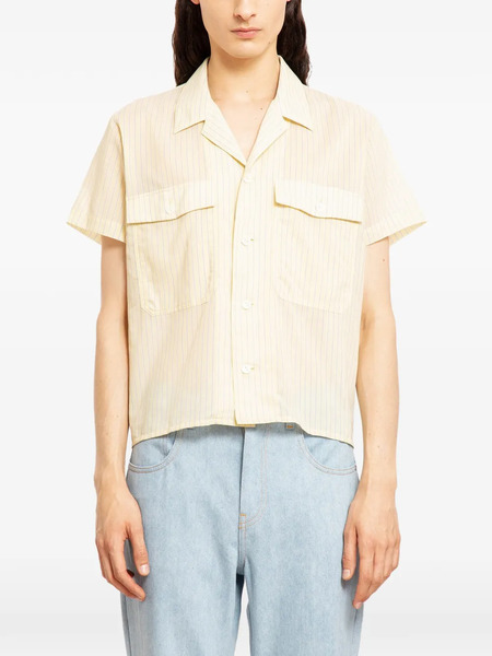 Second/layer Striped-pattern Shirt - Yellow 