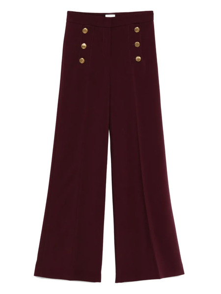  Seductive Bridget Button-detailed Wide-leg Trousers - Red 
