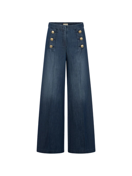  Seductive Button Fastening Palazzo Pants - Blue 
