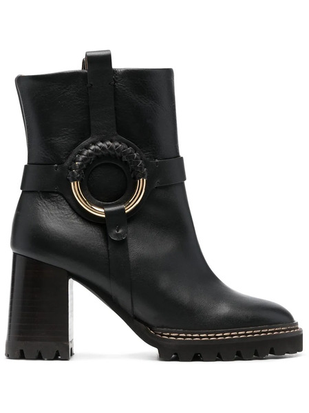  See By Chloé 100mm Leather Ankle Boots - Black 