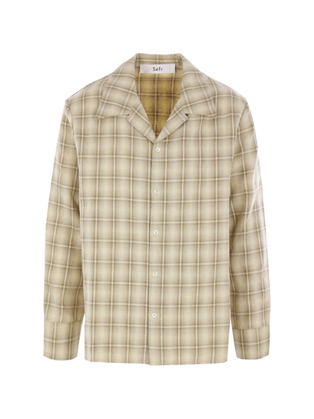  Séfr Ignacio Notched Collar Checked Shirt - Neutrals 