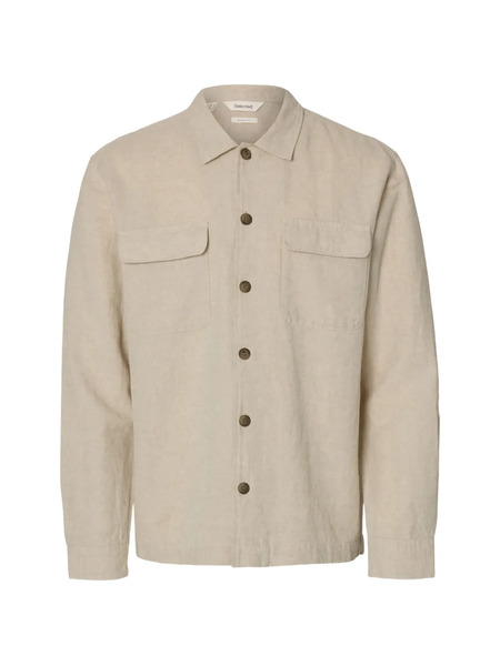  Selected Flap-pocket Buttoned Overshirt - Neutrals 