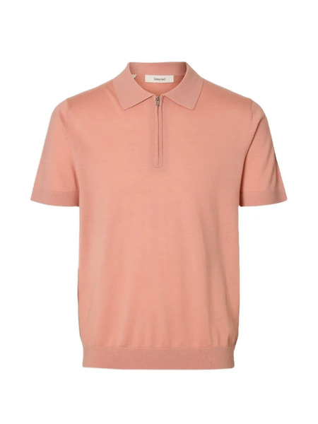  Selected Half Zip Polo Shirt - Pink 